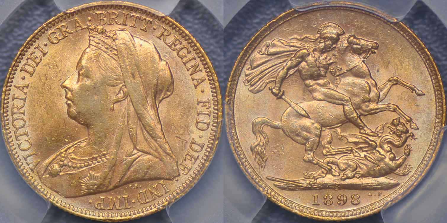 オーストラリア、1867年シドニー造幣局ソブリン金貨、PCGS MS62