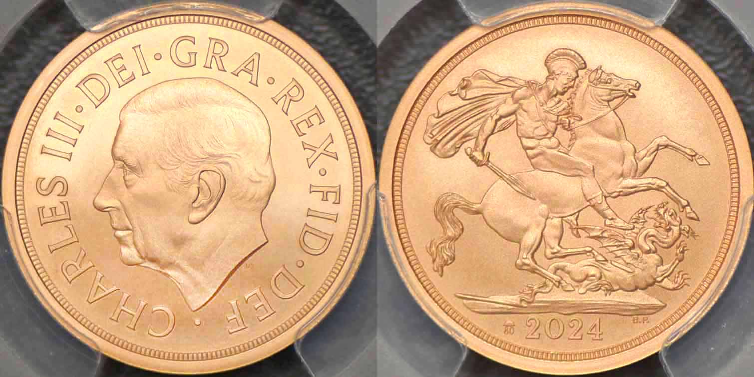イギリス、2024年 D-Day ソブリン金貨、PCGS MS70 - Drake Sterling