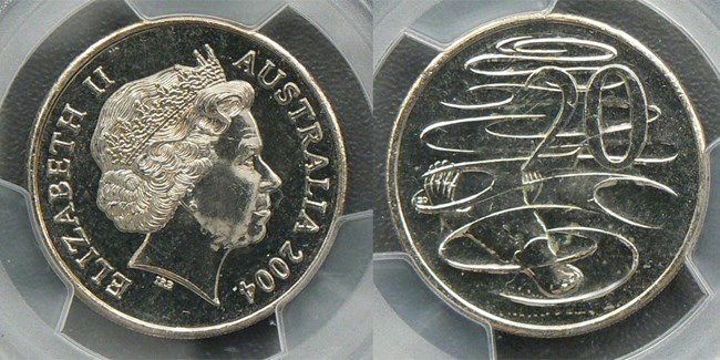 2004 small head twenty cent