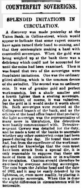 Counterfeit sovereigns